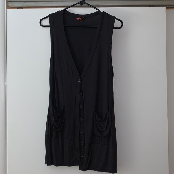 Forever 21 Jackets & Blazers - Charcoal Gray Sleeveless Button-up Vest